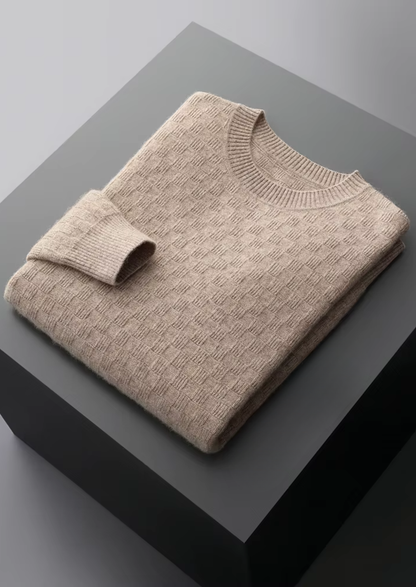 Premium Cashmere Textured Crewneck | Castielli