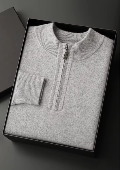 Premium Cashmere Essential Half-Zip Sweater | Castielli