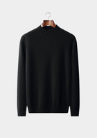 Pure Cashmere Black Mockneck Sweater