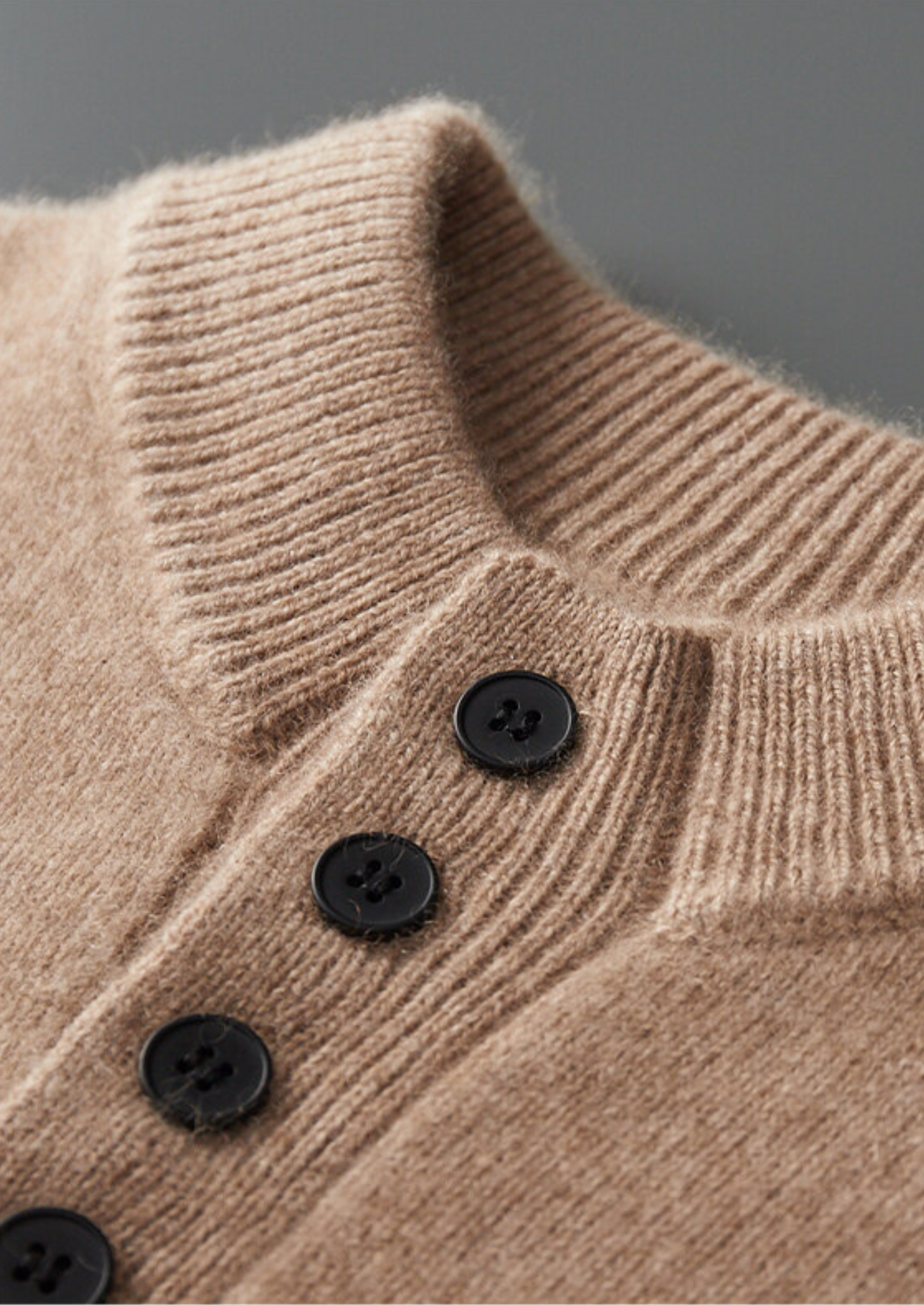 Pure Cashmere Beige Button Sweater | Castielli