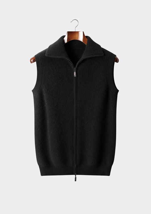 Pure Cashmere Black Body Warmer Vest | Castielli