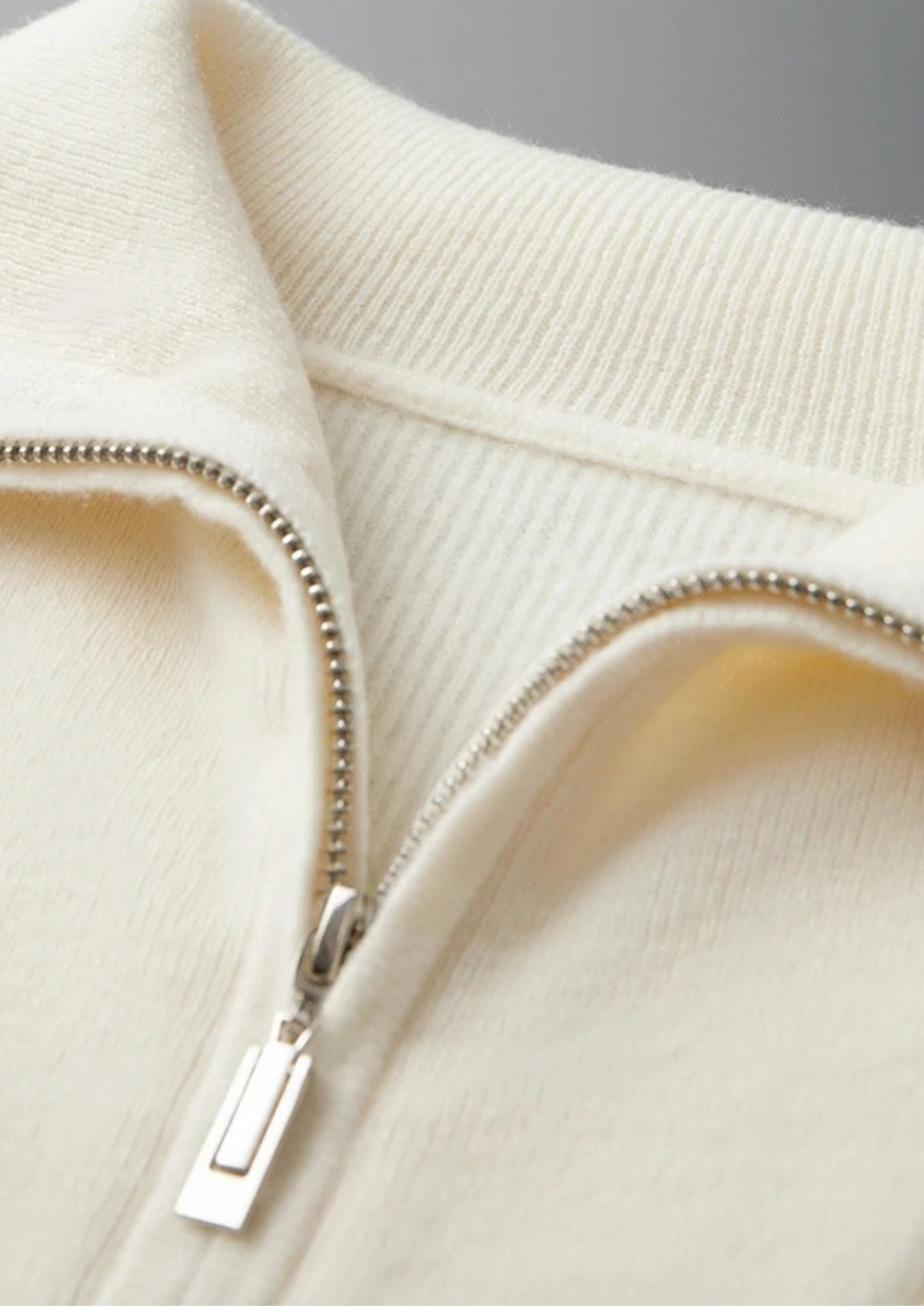 Premium Cashmere Ribbed Half-Zip Sweater | Castielli