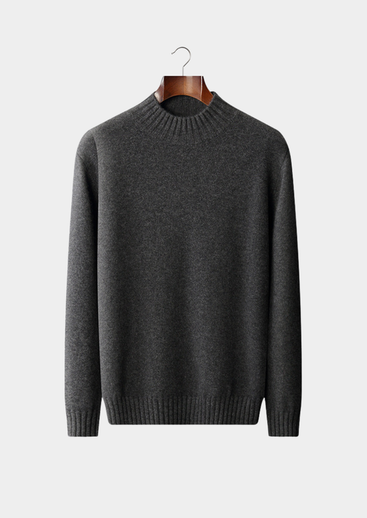 Pure Cashmere Dark Gray Mockneck Sweater | Castielli