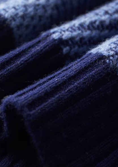 Pure Extra-Fine Merino Wool Two Tone Patterned Mockneck | Castielli