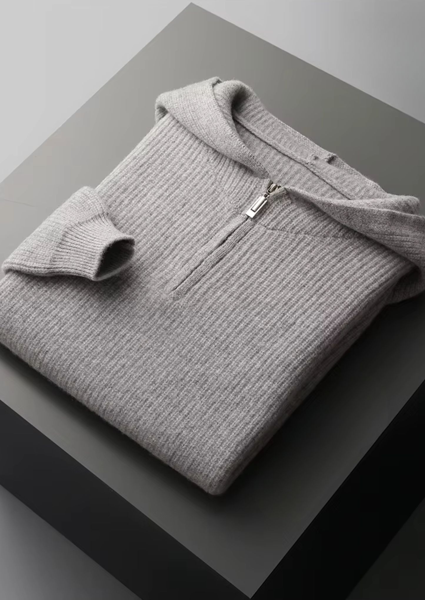 Pure Extra-Fine Merino Wool Half Zipper Hoodie | Castielli
