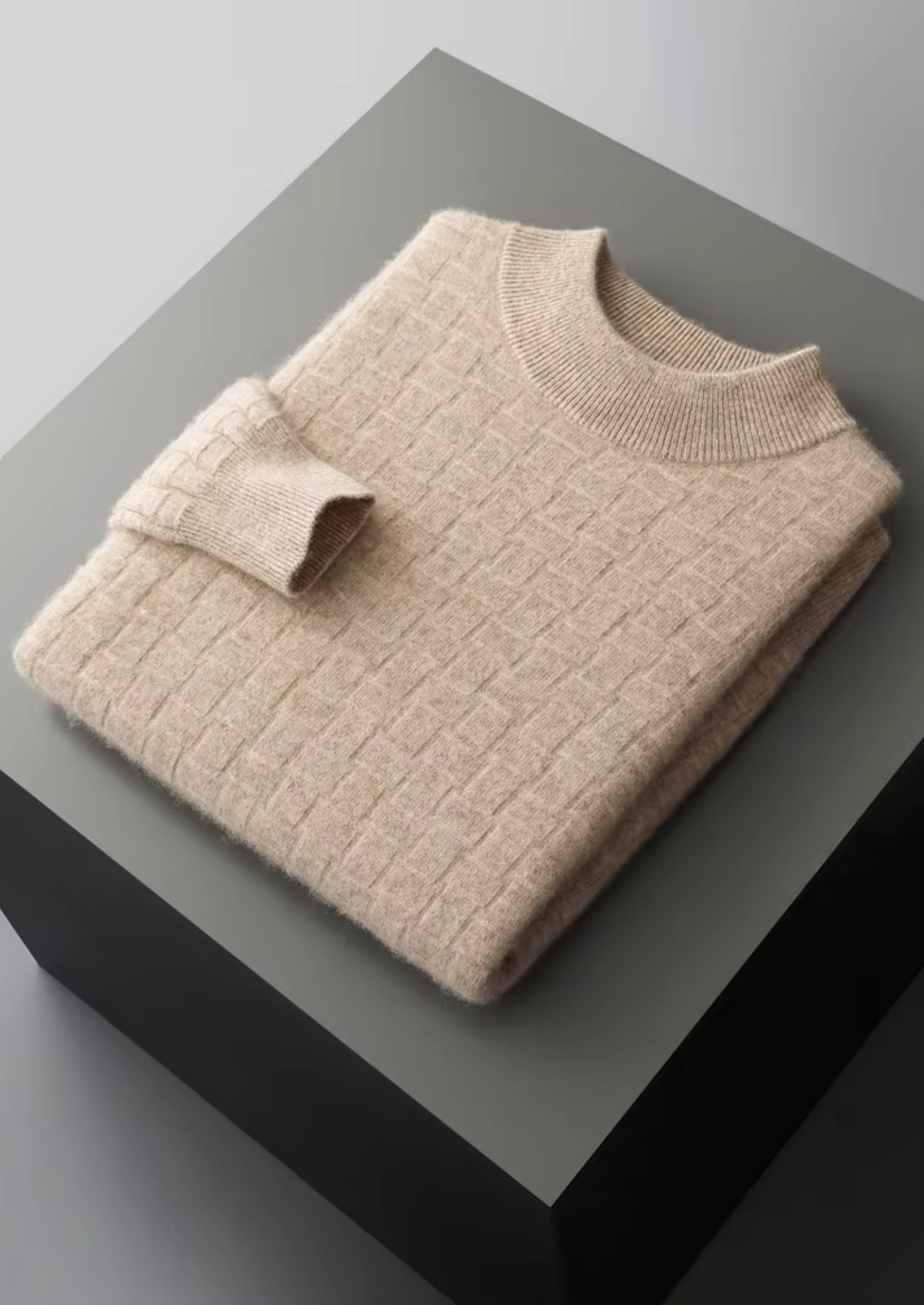 Pure Extra-Fine Merino Wool Textured Mockneck | Castielli
