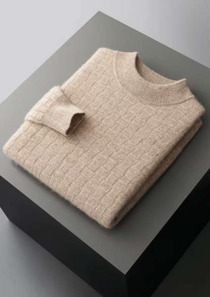 Pure Extra-Fine Merino Wool Textured Mockneck | Castielli