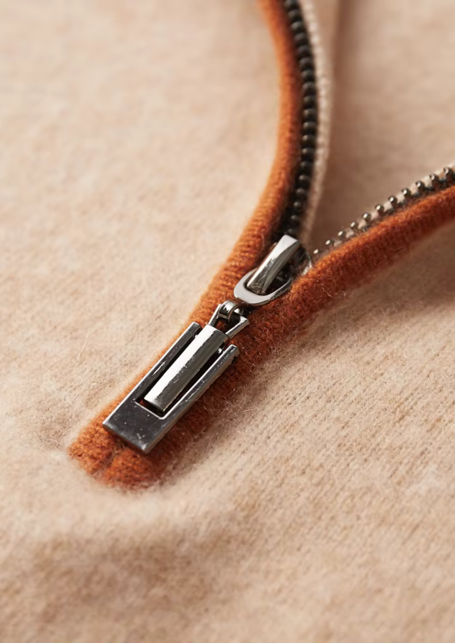 Premium Cashmere Two Tone Zipper Polo | Castielli