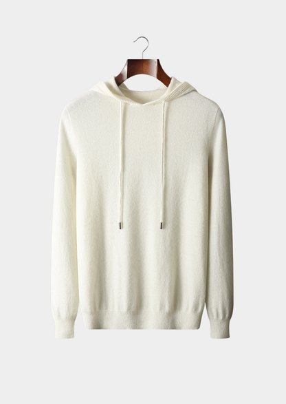 Pure Extra-Fine Merino Wool Ivory Leisure Hoodie | Castielli