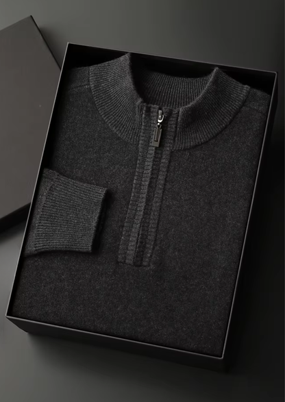 Premium Cashmere Essential Half-Zip Sweater | Castielli