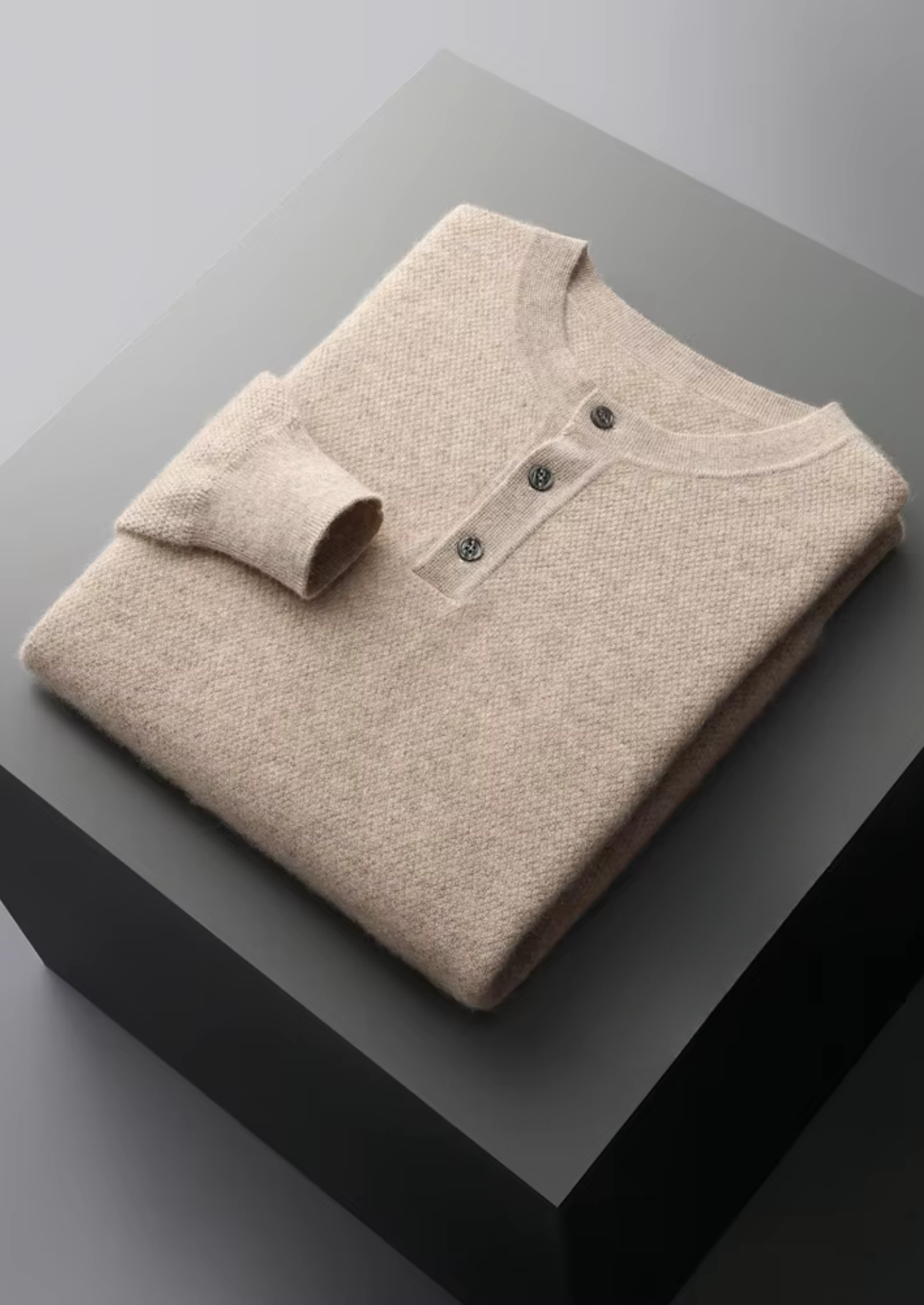 Premium Cashmere Classic Henley Sweater | Castielli