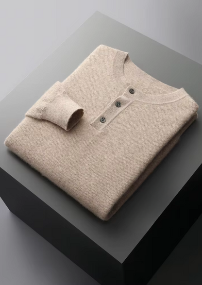 Premium Cashmere Classic Henley Sweater | Castielli