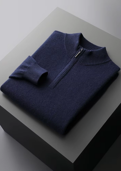 Pure Extra-Fine Merino Wool Half Zip Sweater | Castielli