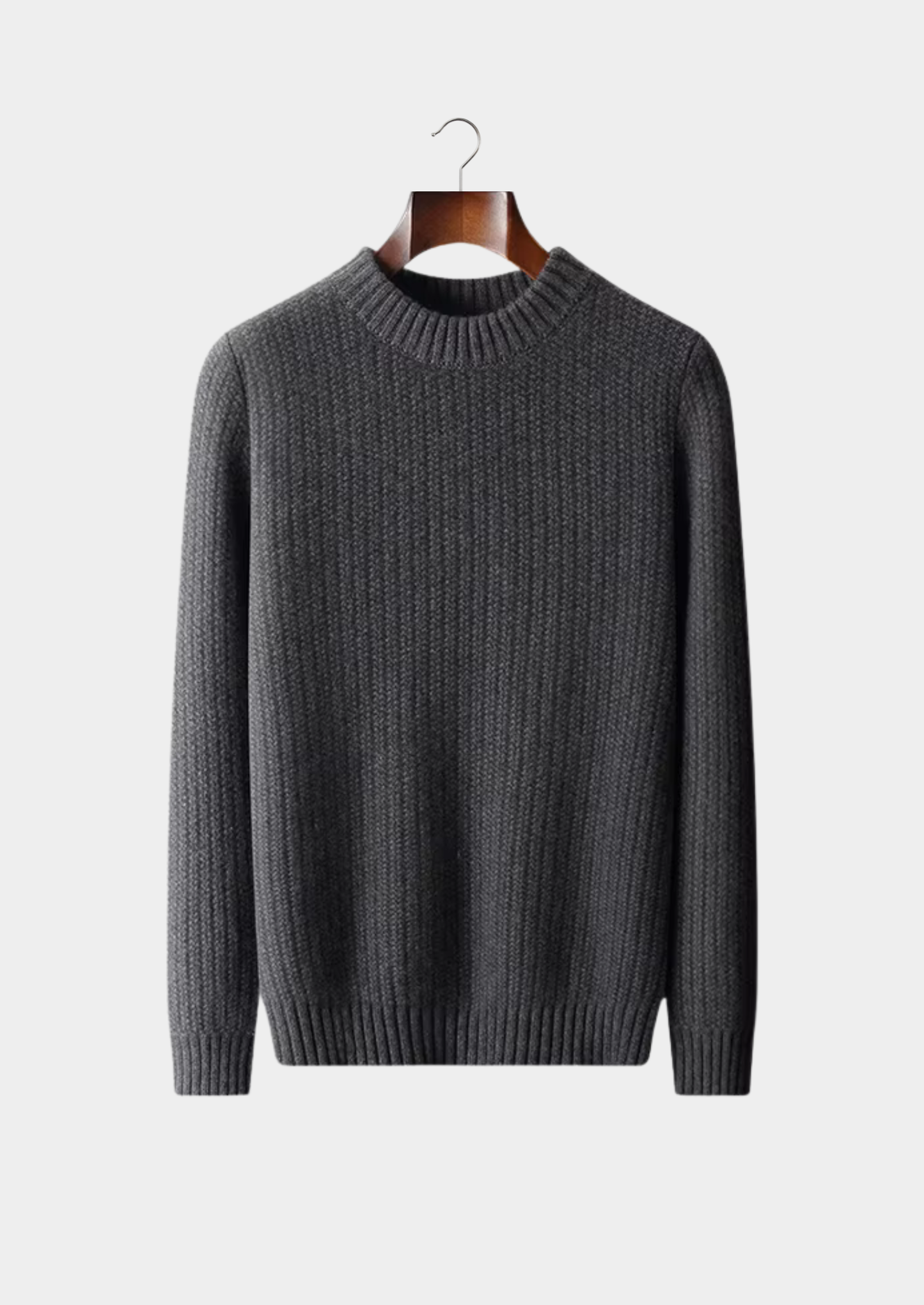 Pure Cashmere Dark Gray Heavyweight Crewneck | Castielli
