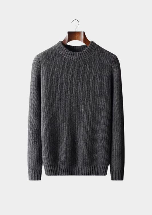 Pure Cashmere Dark Gray Heavyweight Crewneck | Castielli