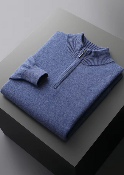 Pure Extra-Fine Merino Wool Half Zip Sweater | Castielli