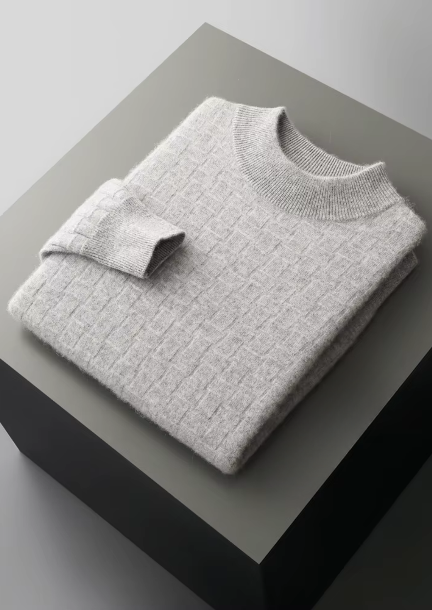 Pure Extra-Fine Merino Wool Textured Mockneck | Castielli