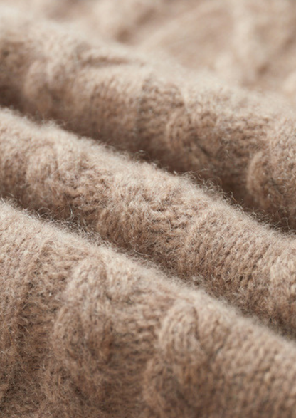 Pure Cashmere Beige Cable Half Zip Sweater | Castielli