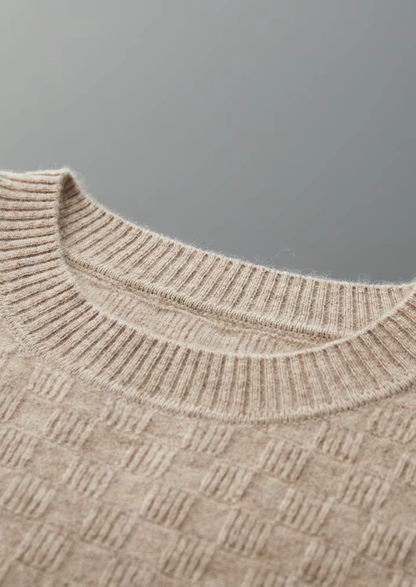 Premium Cashmere Textured Crewneck | Castielli
