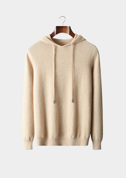 Pure Extra-Fine Merino Wool Sand Leisure Hoodie | Castielli