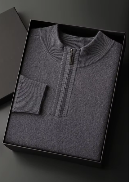 Premium Cashmere Essential Half-Zip Sweater | Castielli