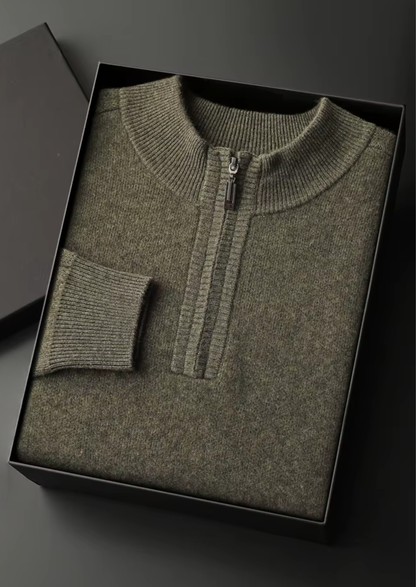 Premium Cashmere Essential Half-Zip Sweater | Castielli