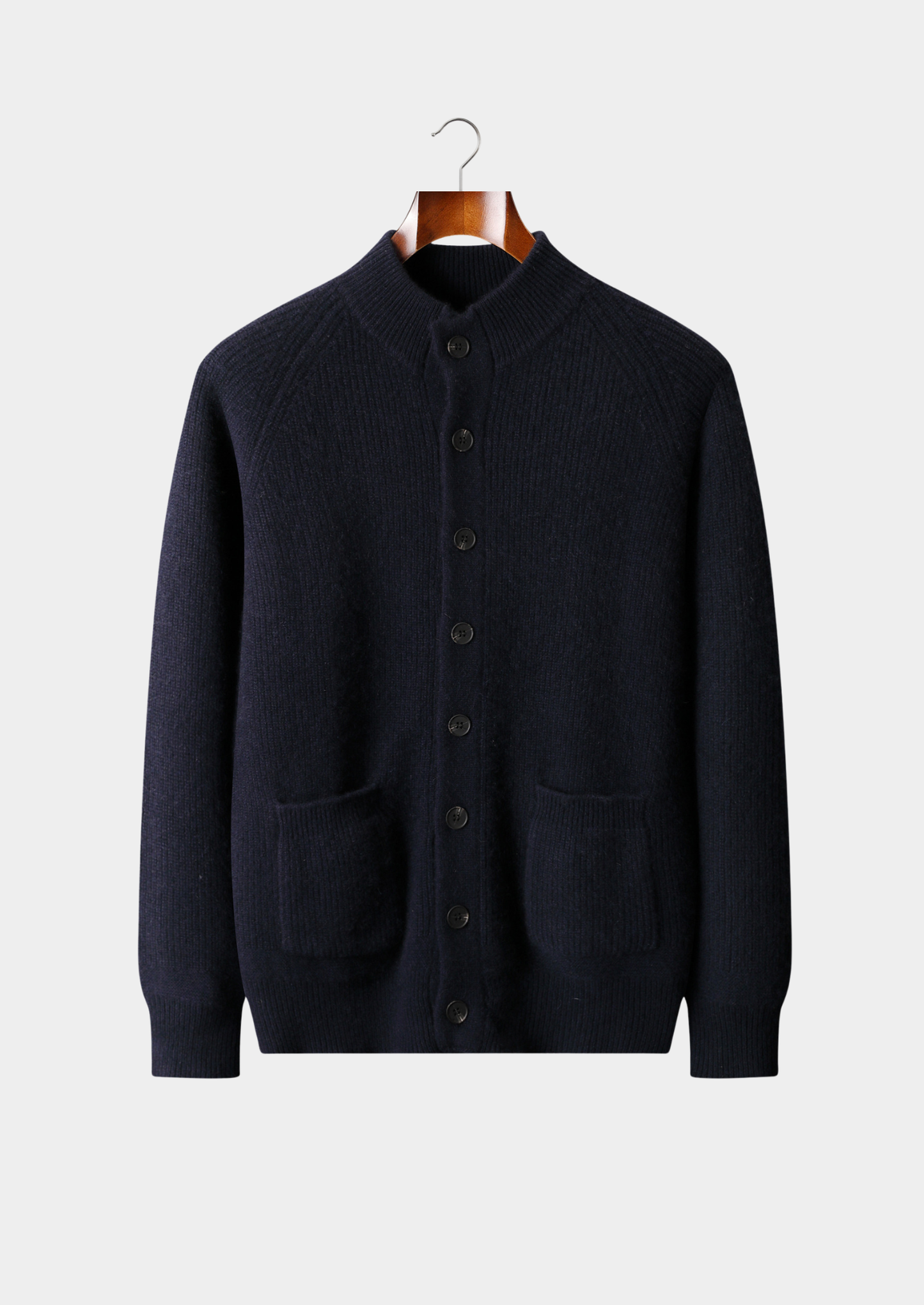 Pure Cashmere Navy Blue Button Overshirt | Castielli