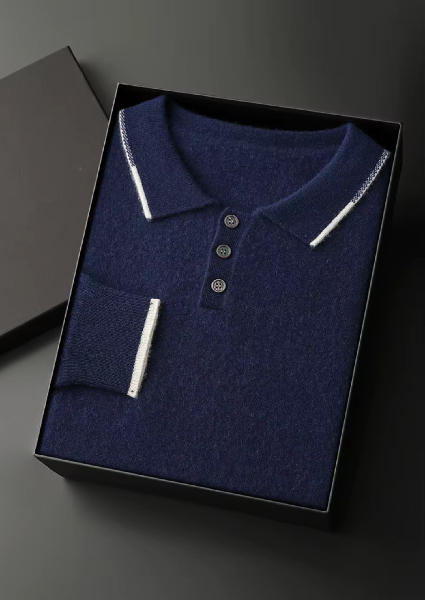 Premium Cashmere Two Tone Button Polo | Castielli