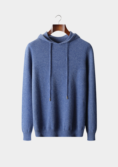 Pure Extra-Fine Merino Wool Sea Blue Leisure Hoodie | Castielli