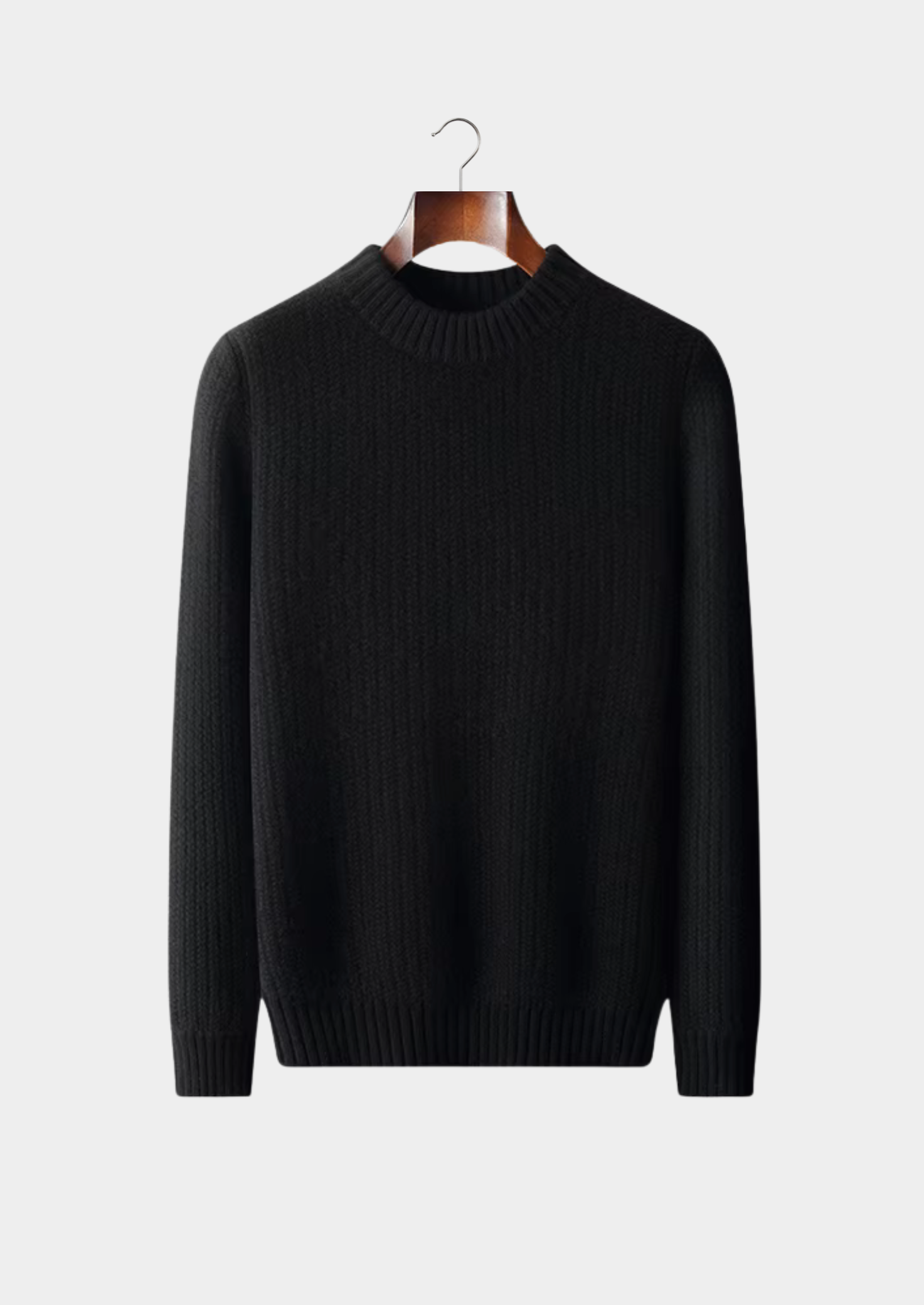 Pure Cashmere Black Heavyweight Crewneck | Castielli