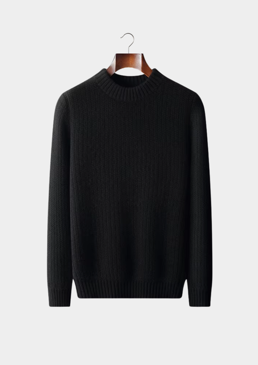 Pure Cashmere Black Heavyweight Crewneck | Castielli