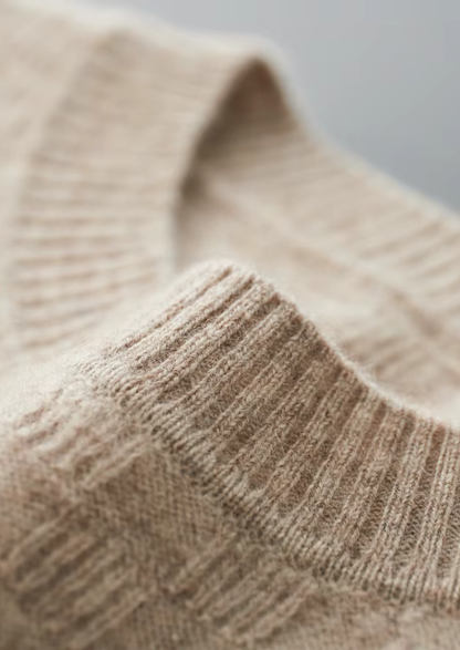 Premium Cashmere Textured Crewneck | Castielli