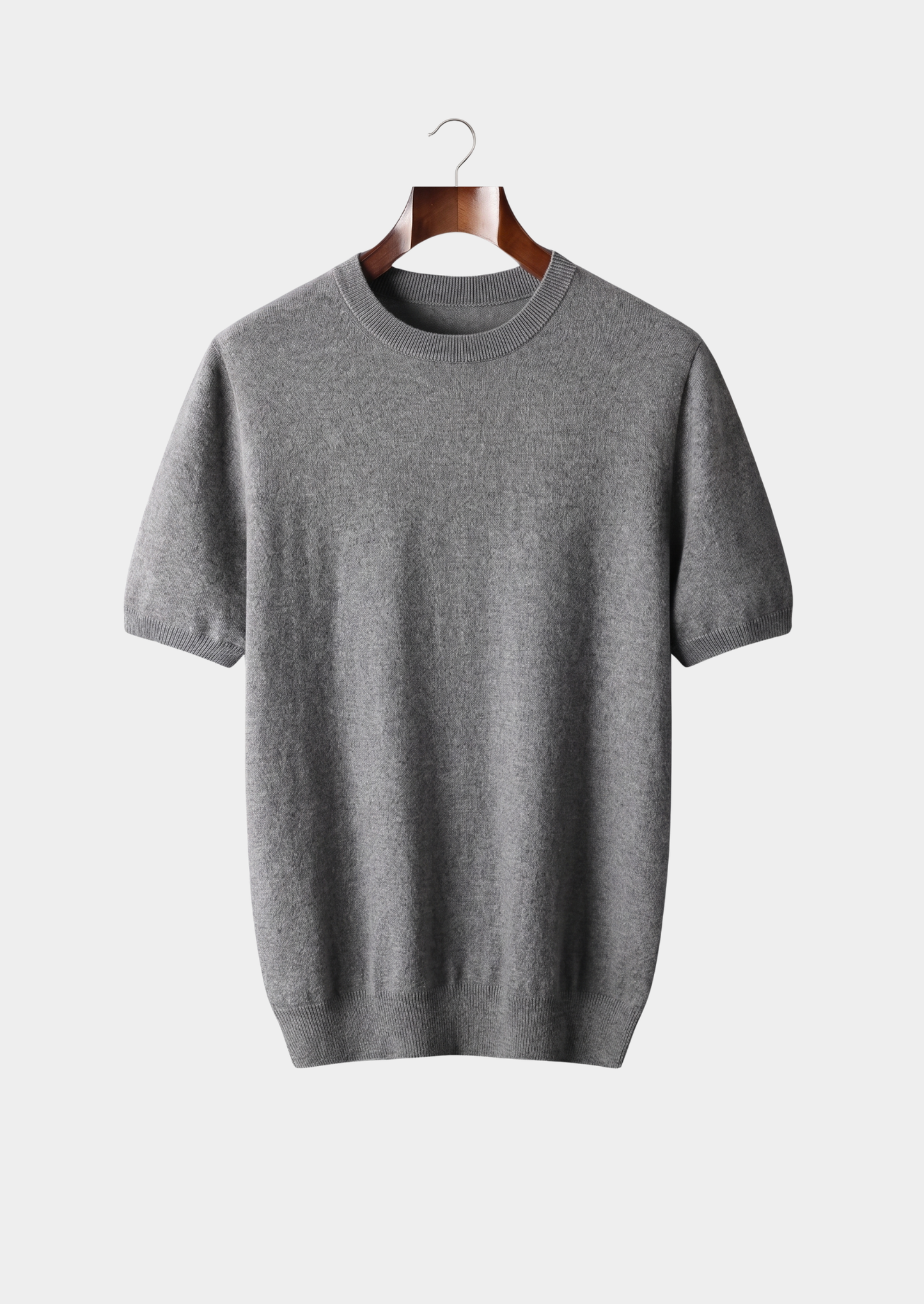 Premium Cashmere Classic Crewneck T-Shirt - Dark Gray | Castielli
