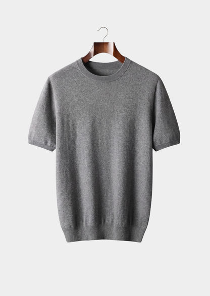 Premium Cashmere Classic Crewneck T-Shirt - Dark Gray | Castielli