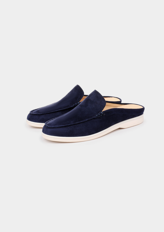 Navy Blue Marina Suede Slipper | Castielli