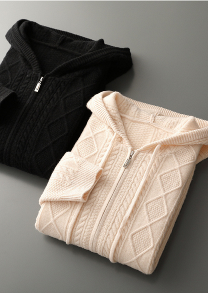 Pure Extra-Fine Merino Wool Wintertime Zipper Hoodie | Castielli