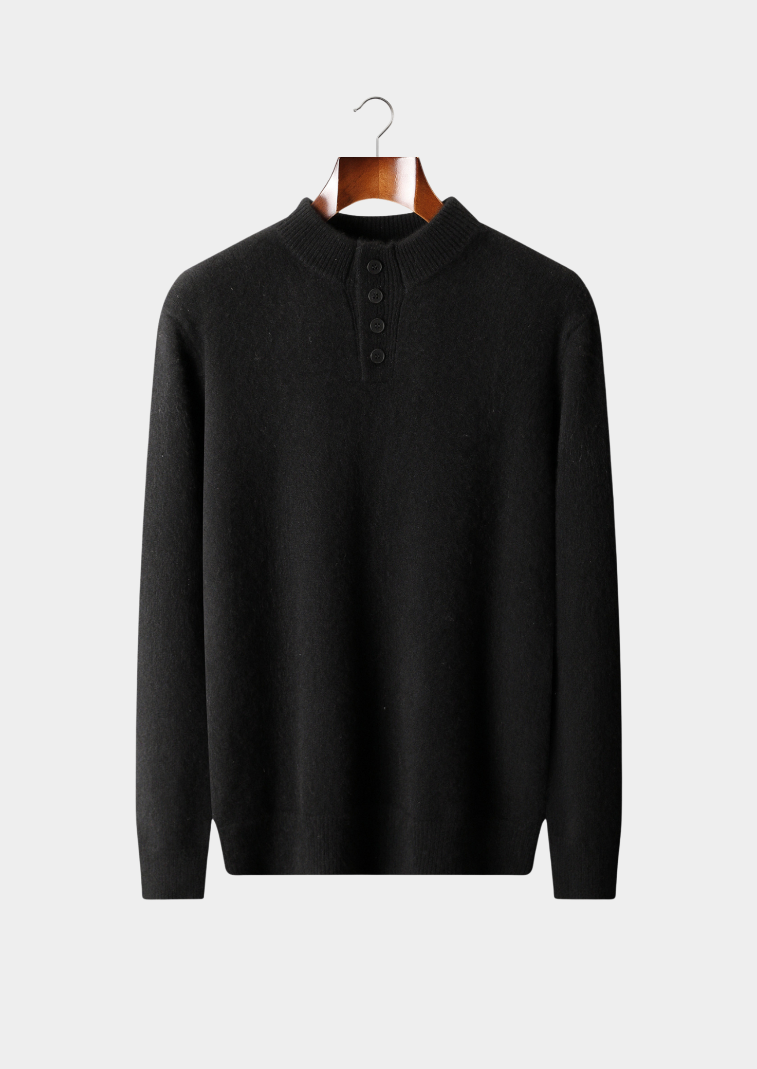 Pure Cashmere Black Button Sweater | Castielli