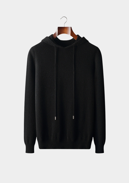 Pure Extra-Fine Merino Wool Black Leisure Hoodie | Castielli