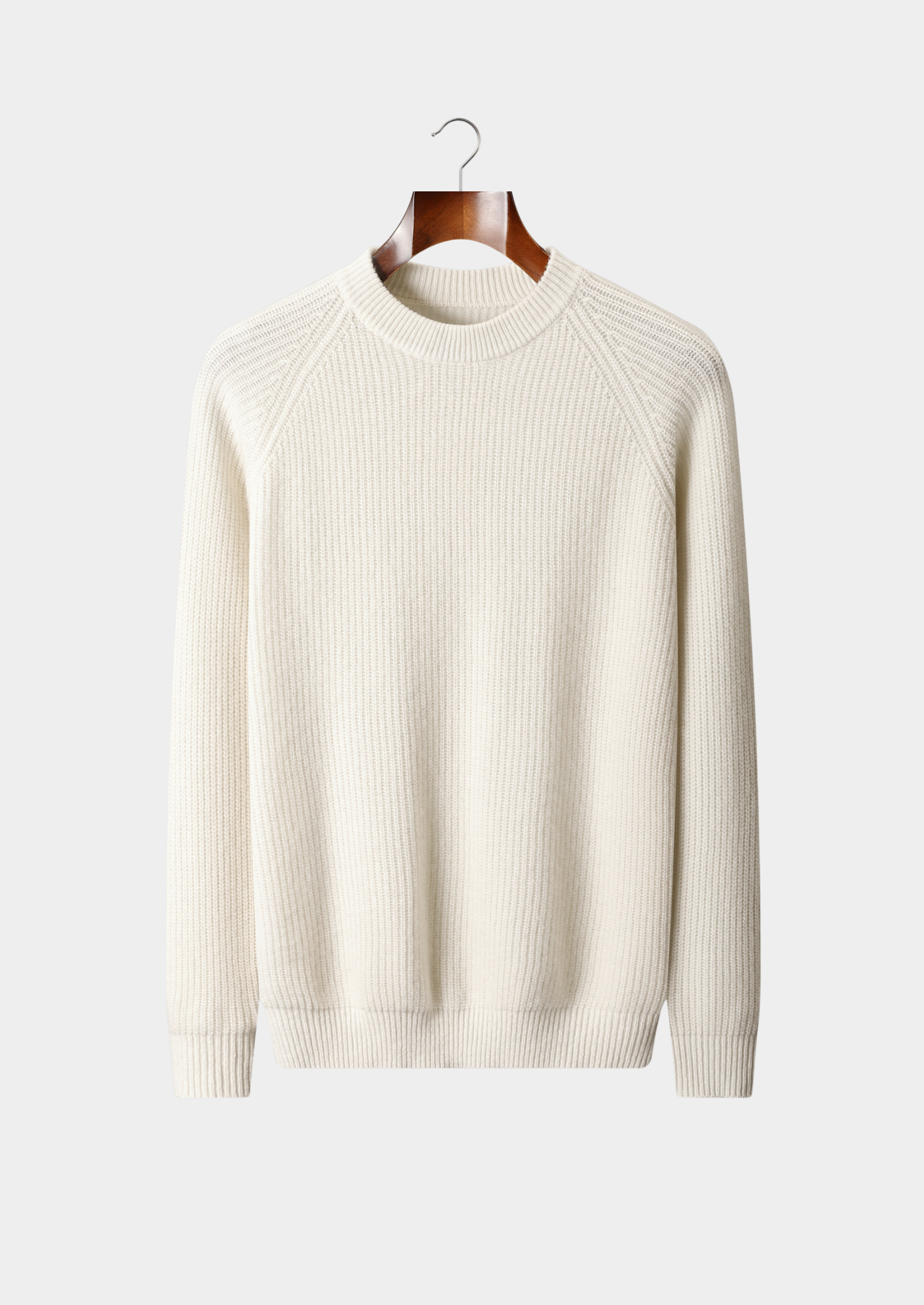 Pure Extra-Fine Merino Wool Ribbed Raglan Crewneck | Castielli
