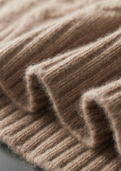 Pure Cashmere Beige Cable Half Zip Sweater | Castielli