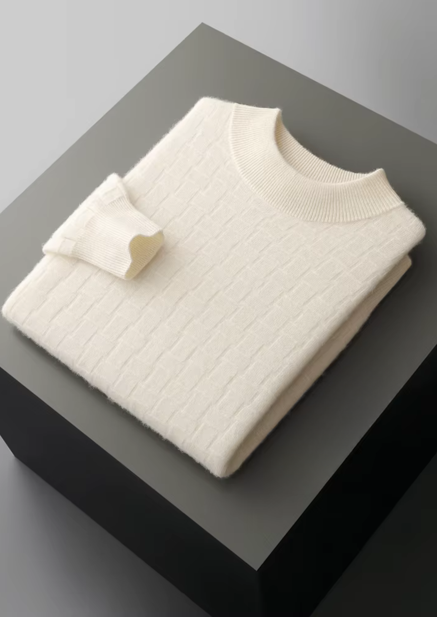Pure Extra-Fine Merino Wool Textured Mockneck | Castielli