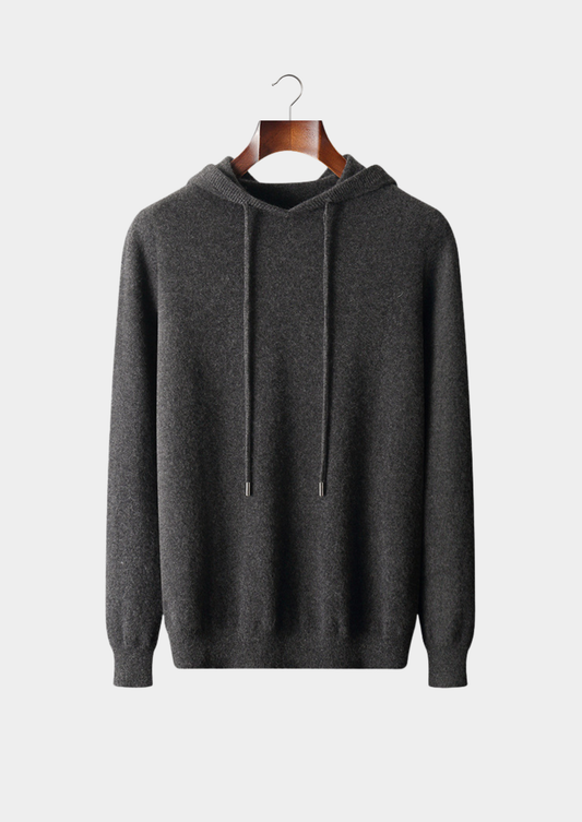 Pure Extra-Fine Merino Wool Dark Gray Leisure Hoodie | Castielli