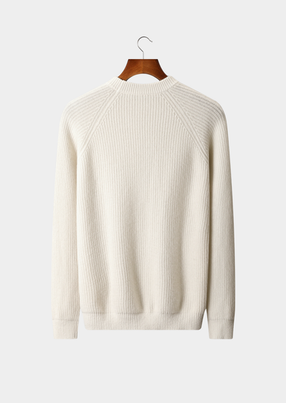 Pure Extra-Fine Merino Wool Ribbed Raglan Crewneck | Castielli