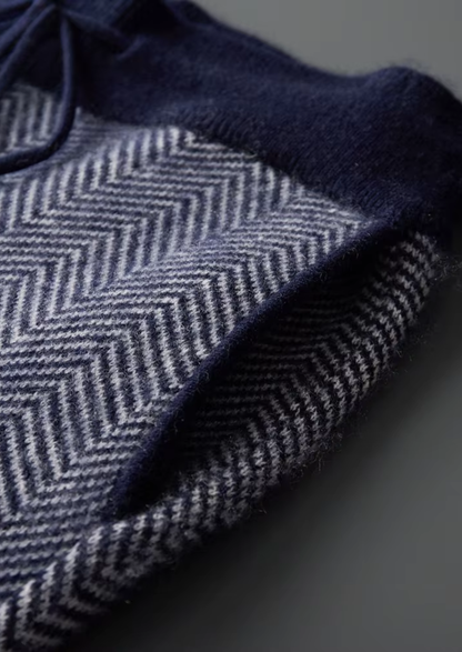 Pure Extra-Fine Merino Wool Navy Blue Herringbone Set | Castielli
