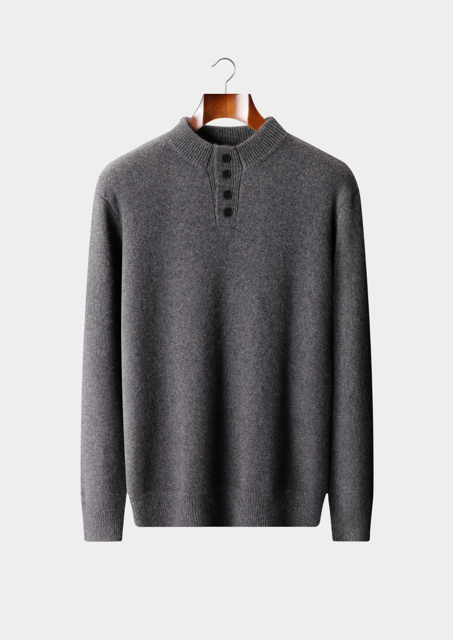 Pure Cashmere Dark Gray Button Sweater | Castielli