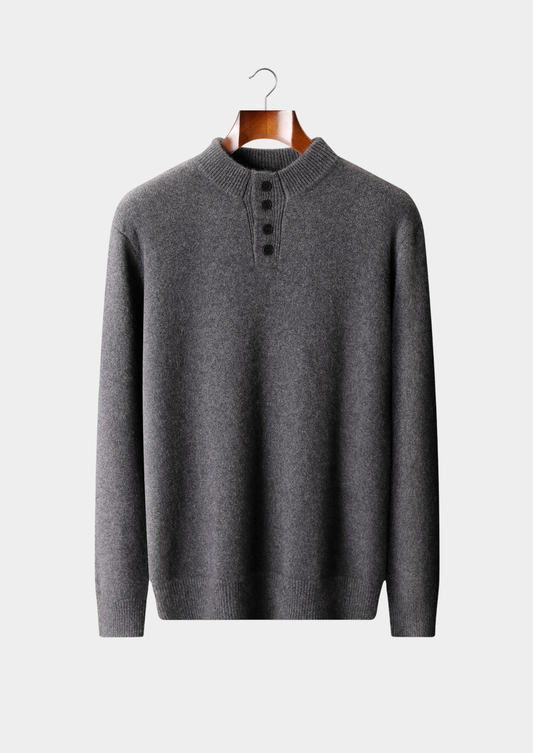 Pure Cashmere Dark Gray Button Sweater | Castielli