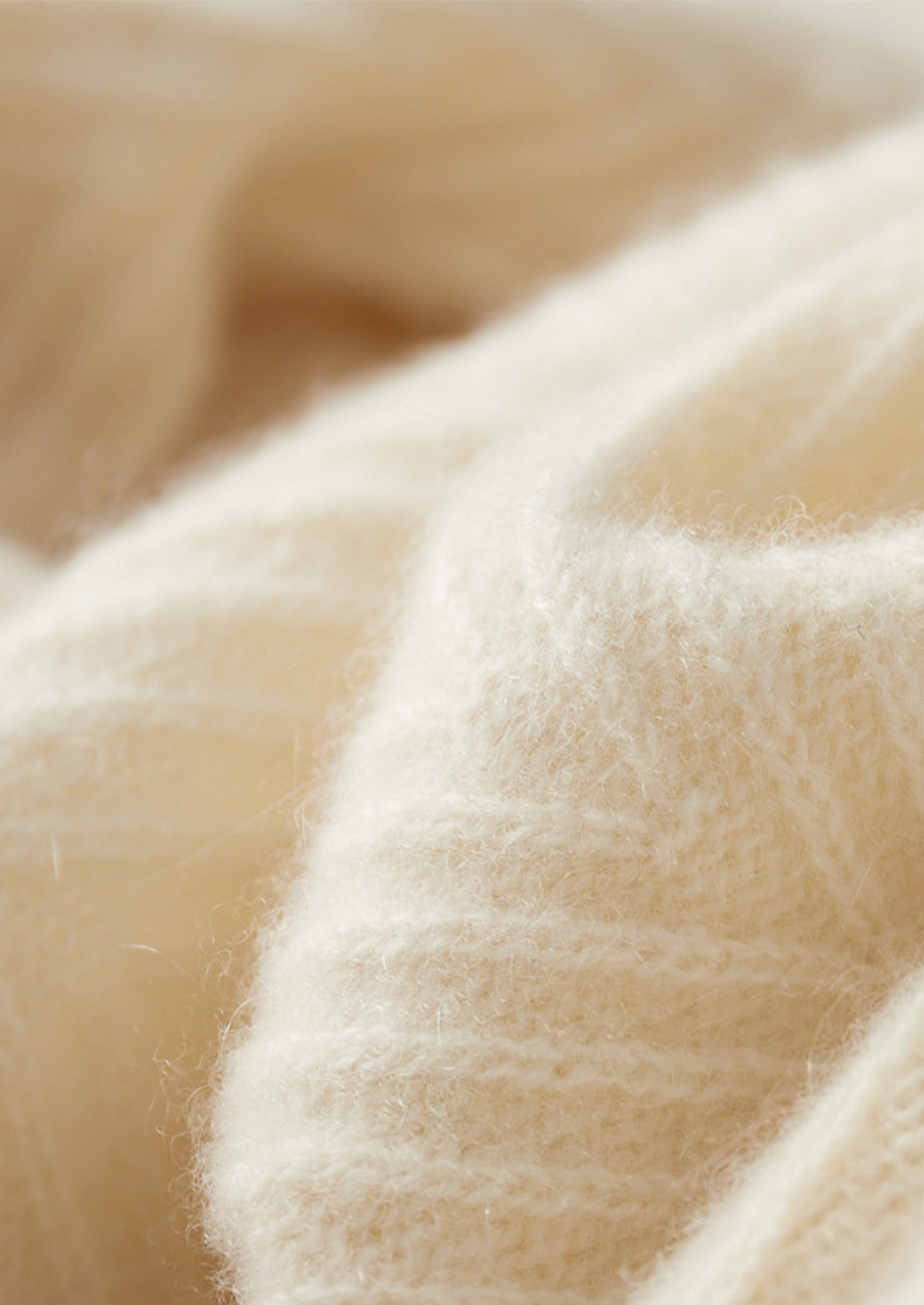 Pure Cashmere Ivory Herringbone Crewneck | Castielli