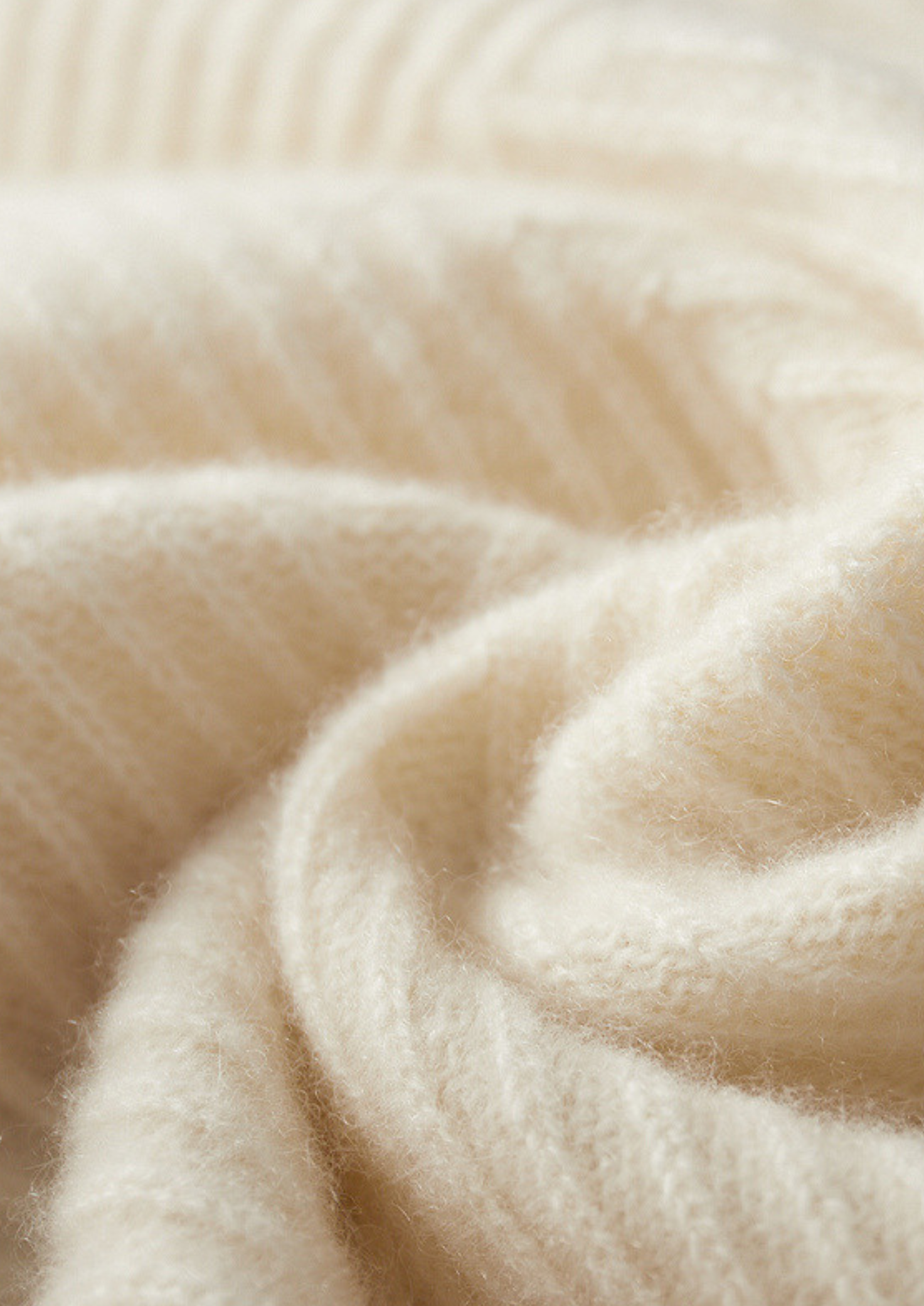 Pure Cashmere Ivory Herringbone Crewneck | Castielli