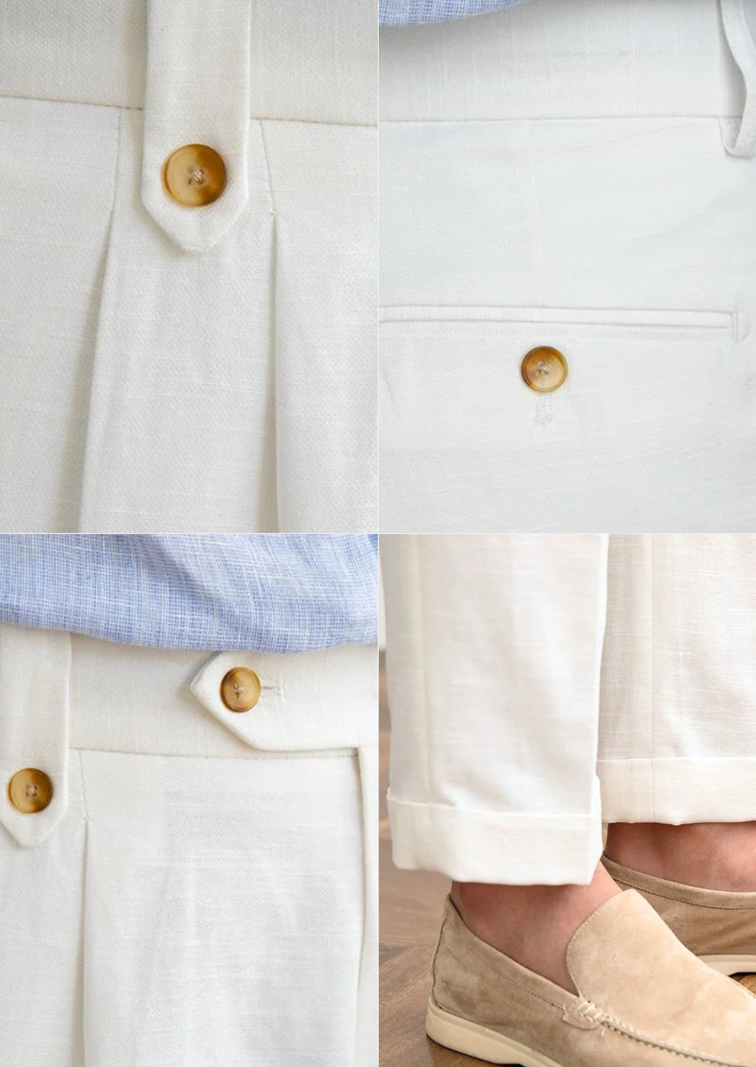 Cagliari Pleated Coastal Trousers - White | Castielli