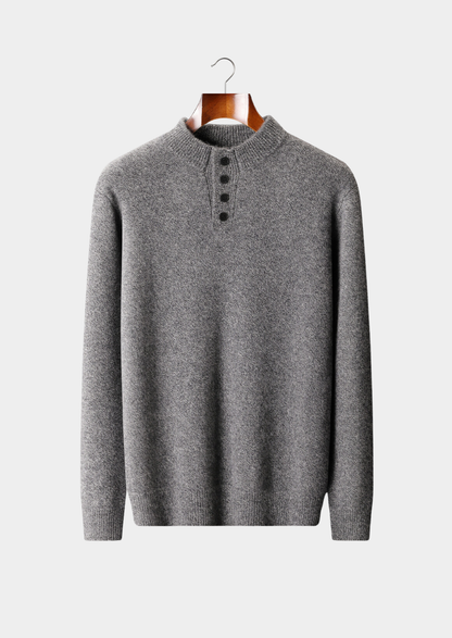 Pure Cashmere Light Gray Button Sweater | Castielli